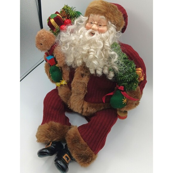 VTG Santa Claus Figurine Doll Plush Jolly Shelf Sitter Xmas Holiday Decor 14.5" - Picture 4 of 12